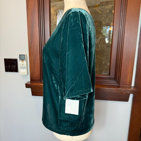 CHELSEA 28 green velour feel pullover top SIze XS NWT - Picture 3 of 8